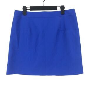 J. Crew Mini Skirt Womens 12 Blue Straight A Line Stretch Cotton Back Zipper